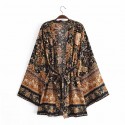 Rayon Watermark Flower Belt Kimono Jacket Nham415245