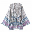 Rayon Watermark Flower Belt Kimono Jacket Nham415245