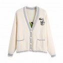 Cartoon Handembroidered Wideneck Knitted Cardigan Nham415258