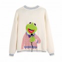 Cartoon Handembroidered Wideneck Knitted Cardigan Nham415258