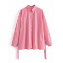 Solid Color Loose Singlebreasted Lapel Longsleeved Shirt Nham415261