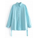 Solid Color Loose Singlebreasted Lapel Longsleeved Shirt Nham415261