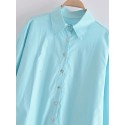 Solid Color Loose Singlebreasted Lapel Longsleeved Shirt Nham415261