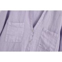 Pocket Linen Small Standup Collar Casual Blouse Nham415264