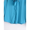 Peacock Blue Matte Longsleeved Bow Shirt Nham415273