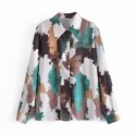 Retro Ink Printing Lapel Shirt Nham415274