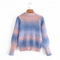 Retro Rainbow Blooming Singlebreasted Twist Longsleeved Knitted Sweater Nham415275