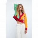 Autumn Clashing Color Pattern Knitted Cardigan Jacket Nham415283