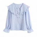 Autumn Buttoned Plaid Doll Collar Top Nham415292