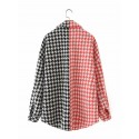 Color Matching Lapel Pocket Houndstooth Jacket Nham415301