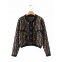 Fashion Rainbow Striped Knitted Cardigan Jacket Nham415308