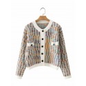 Fashion Rainbow Striped Knitted Cardigan Jacket Nham415308