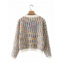 Fashion Rainbow Striped Knitted Cardigan Jacket Nham415308