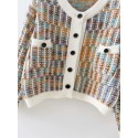 Fashion Rainbow Striped Knitted Cardigan Jacket Nham415308