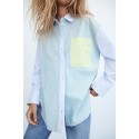 Lapel Long Sleeve Striped Poplin Blouse Nham415312