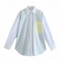 Lapel Long Sleeve Striped Poplin Blouse Nham415312