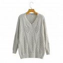 Retro Hollow Longsleeved Knitted Wool Sweater Nham415315