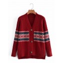 Retro Knitted Vneck Loosefitting Sweater Coat Nham415318