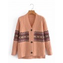 Retro Knitted Vneck Loosefitting Sweater Coat Nham415318