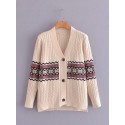 Retro Knitted Vneck Loosefitting Sweater Coat Nham415318