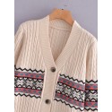 Retro Knitted Vneck Loosefitting Sweater Coat Nham415318