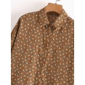 Floral Print Lapel Singlebreasted Longsleeved Shirt Nham415319