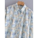 Color Printing Fashion Lapel Singlebreasted Longsleeved Shirt Nham415324