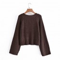 Fashion Vneck Trumpet Sleeve Pullover Sweater Nham415325