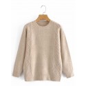 Fashion Round Neck Pullover Diamond Knit Sweater Nham415326