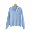 Fashion Vneck Hollow Pullover Knitted Sweater Nham415329