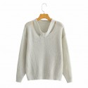 Fashion Vneck Hollow Pullover Knitted Sweater Nham415329