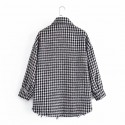 Houndstooth Hem Raw Edge Lapel Singlebreasted Shirt Nham415334