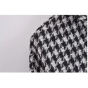 Houndstooth Hem Raw Edge Lapel Singlebreasted Shirt Nham415334