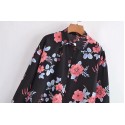 Retro Rose Flower Print Longsleeved Shirt Nham415336