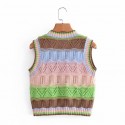 Multicolor Stitching Knitted Vest Nham415338