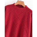 Retro Solid Color Hemp Pattern Road Hole Loose Knit Sweater Nham415342