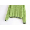 College Style Contrast Color Knitted Cardigan Nham415343