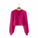 Solid Color Fall Cross Knitted Sweater Nham415349