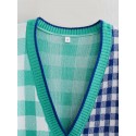 Green Plaid Knitted Cardigan Nham415356