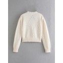 Retro Hollow Embroidery Vneck Knitted Cardigan Nham415358