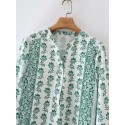 Autumn Green Flower Printed Casual Shirt Nham415361