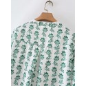 Autumn Green Flower Printed Casual Shirt Nham415361