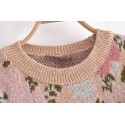 Autumn Flowers Jacquard Loose Knit Sweater Nham415370