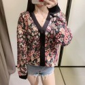 Retro Flowers Jacquard Knitted Cardigan Nham415373