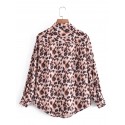 Singlebreasted Leopard Print Longsleeved Shirt Nham415380