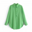 Loose Lapel Green Longsleeved Shirt Nham415382