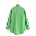 Loose Lapel Green Longsleeved Shirt Nham415382