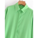 Loose Lapel Green Longsleeved Shirt Nham415382