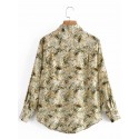 Leaf Print Buttoned Longsleeved Lapel Shirt Nham415383