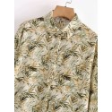 Leaf Print Buttoned Longsleeved Lapel Shirt Nham415383